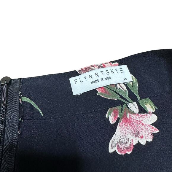 FLYNN SKYE Black Pink Floral High Slit A-Line Maxi Skirt Women's Size XS Chic - Picture 5 of 7